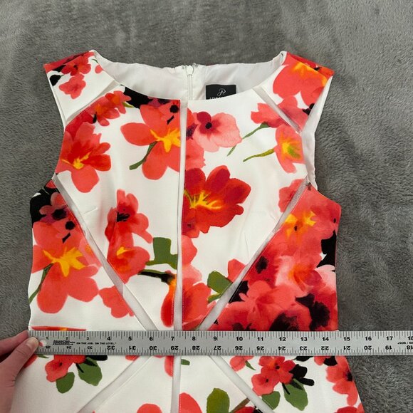 Adrianna Papell Floral Fit and Flare Sleeveless Dress Women's 8 Mesh Inserts - Picture 5 of 7